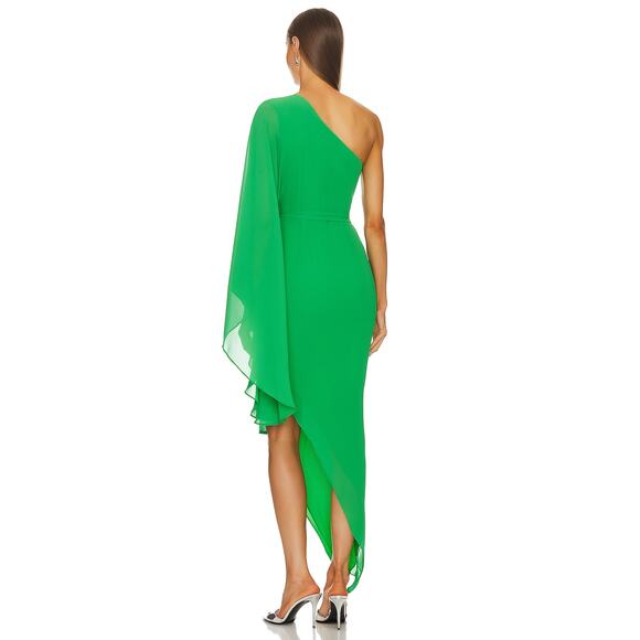 Michael Costello Heaven‎ Chiffon One Shoulder Dress Green Asymmetric Hem Sz XS - Picture 4 of 13